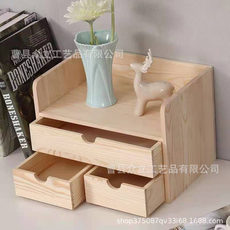 Production Desktop Storage Box Wooden Multi-Layer Drawer Desk Bookshelf Clutter Organizing Shelves Cosmetics Storage Box