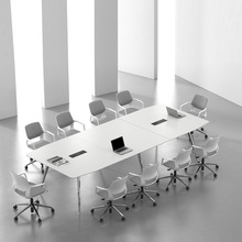 会议桌烤漆长桌办公大型白色简约现代职员拼接洽谈桌会议室工作台