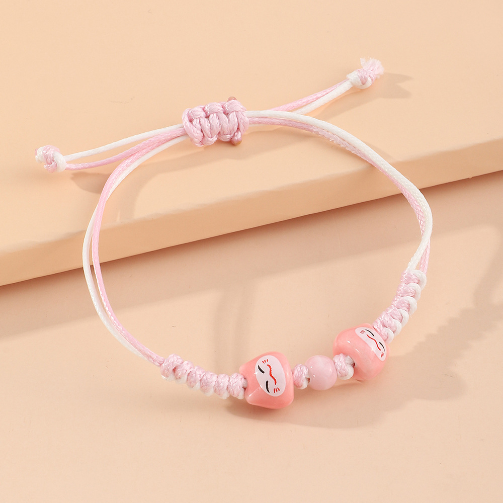 Cross-Border European and American Cute Fashion Girl Heart Pink Purple Doll Bracelet Simple Length Adjustable Female