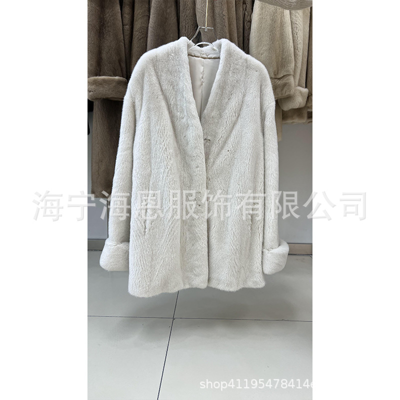 珍珠色貂皮大衣女款长款天鹅绒水貂工厂直发代发代销-阿里巴巴