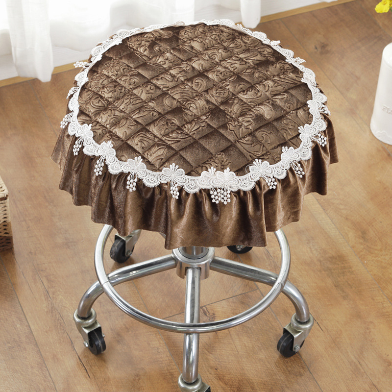 包邮冬季加厚布艺小圆凳子套罩欧式圆形单人圆凳子转椅坐垫圆垫