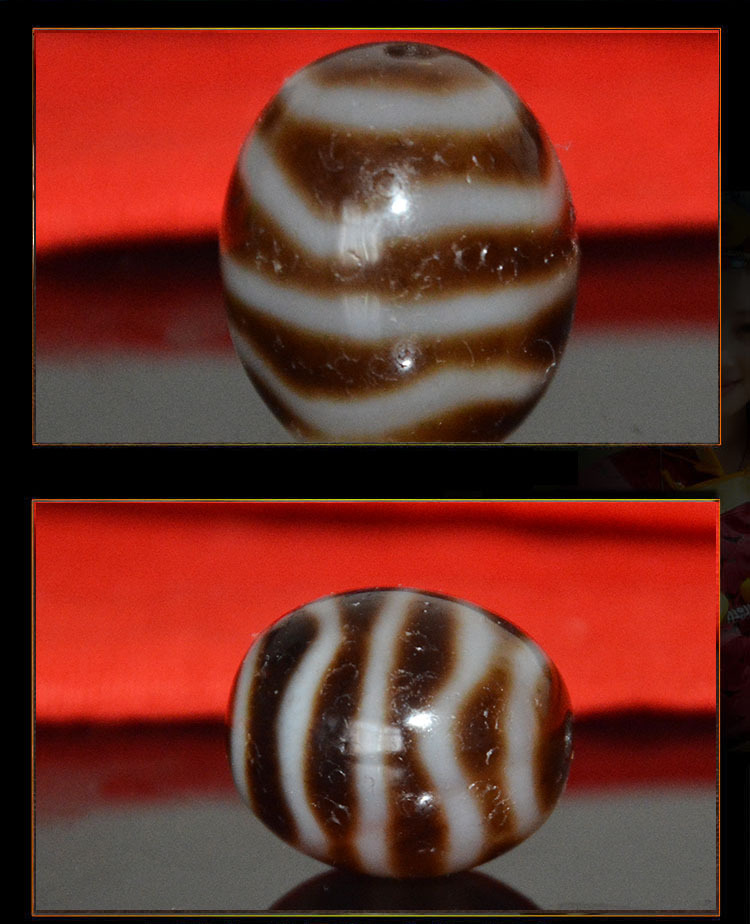 天然西藏达洛天珠莲花双虎牙水纹宝瓶风化老料天珠散珠手链配件