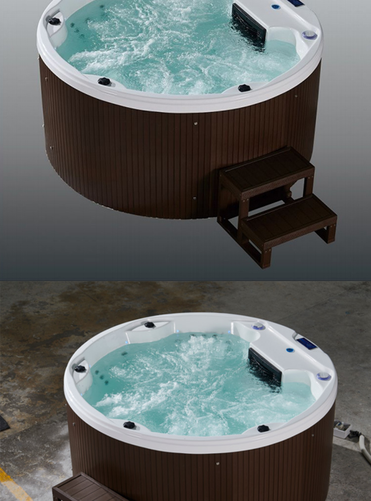 户外大池 圆形按摩大浴缸别墅花园spa泡池民宿酒店恒温游泳池厂家