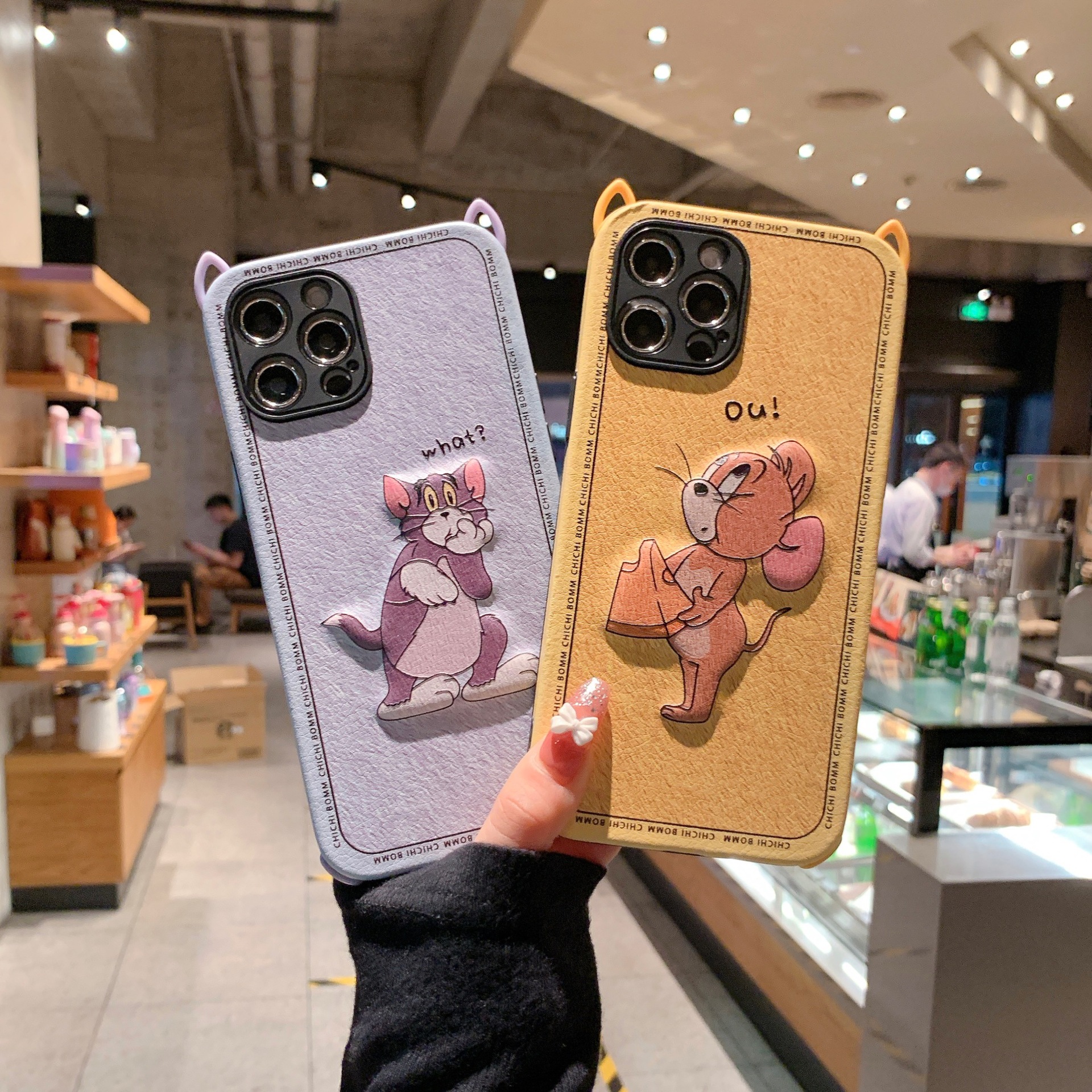 适用iphone12promax超强浮雕猫耳朵立体猫老鼠手机壳苹果12手机套