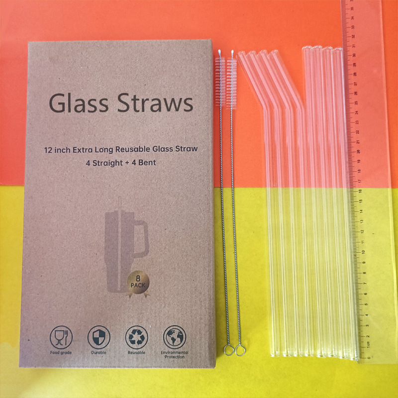 Amazon Hot Sale Stanley Thermos Cup Glass Straw Set Vehicle-Borne Cup Matching Lengthened Glass Straw Boxed