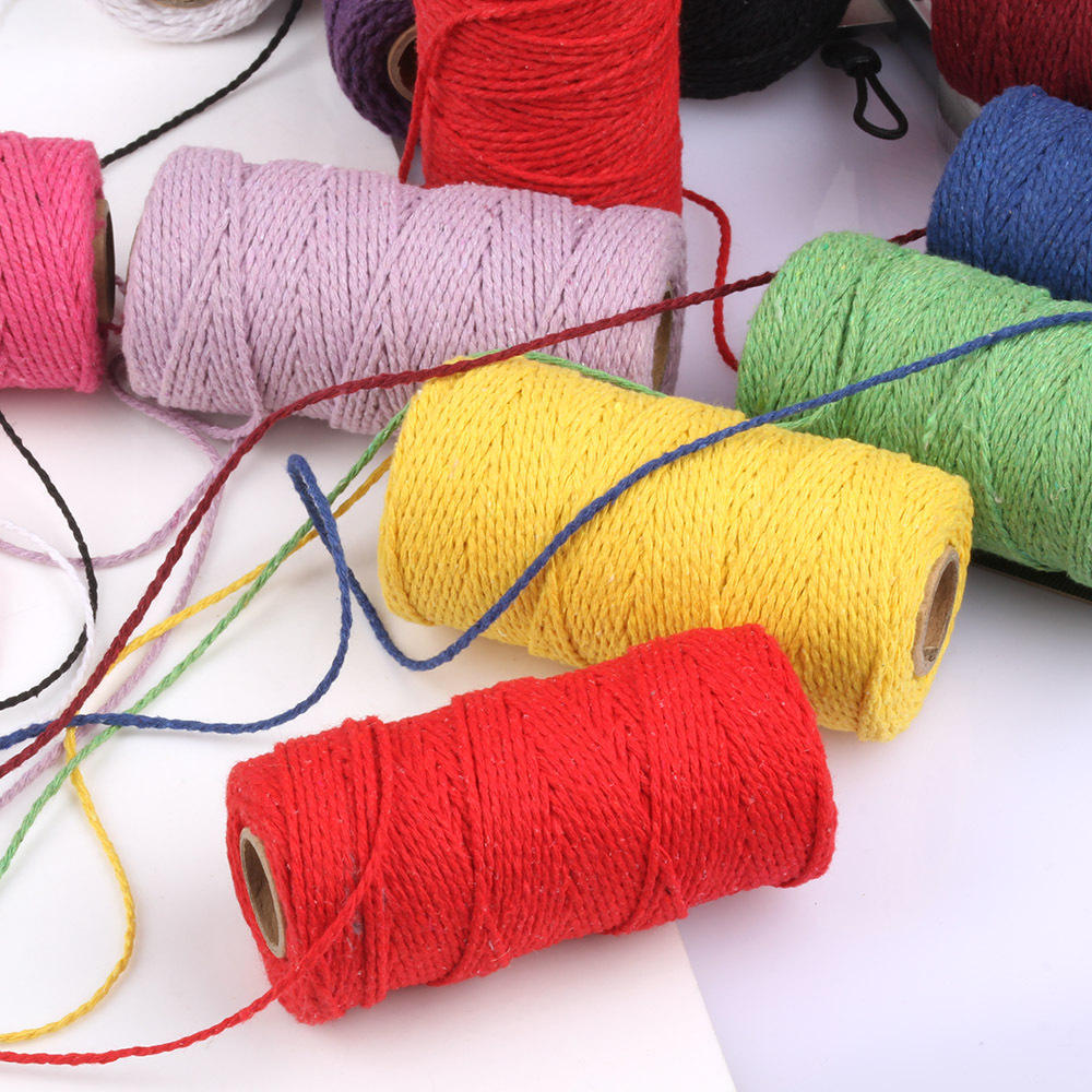 2mm彩色棉绳 3毫米粗细现货装饰绳diy编织彩色棉线绳子 跨境批发