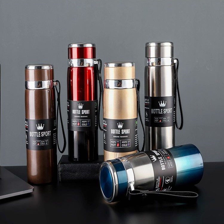 New 316 Stainless Steel Vacuum Travel Cup Gradient Color Sling Sports Cup Large Capacity Outdoor Vacuum Cup Log