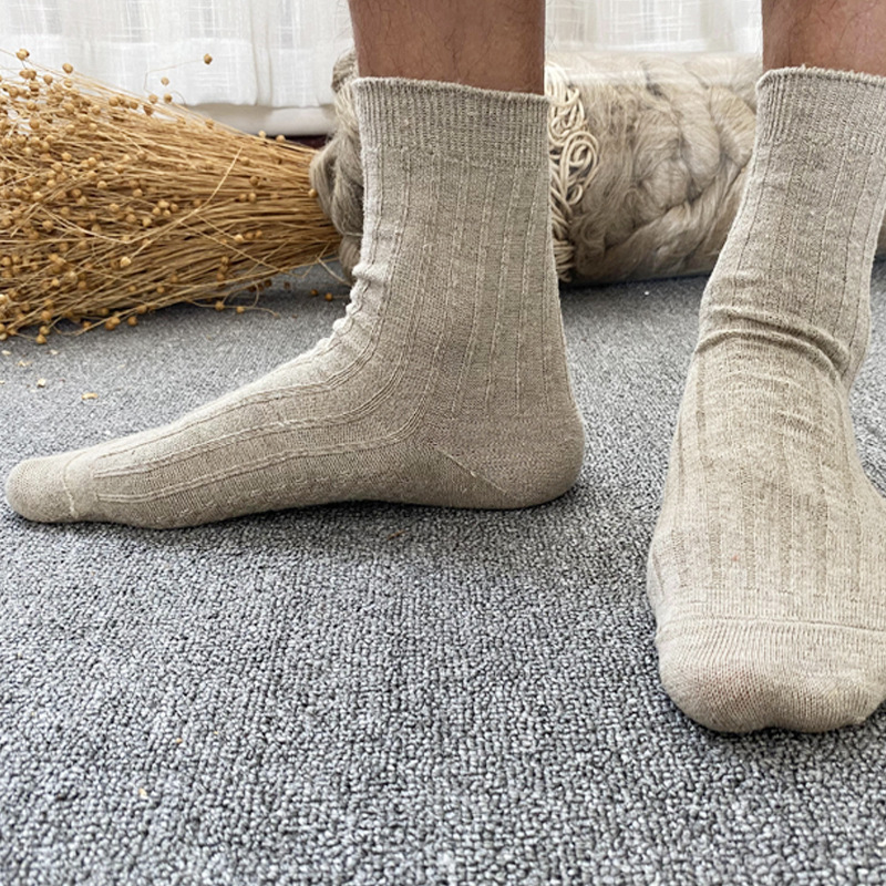 2022新款纯汉麻纱线编织男袜宽条纹舒适春夏时尚大麻袜hemp socks