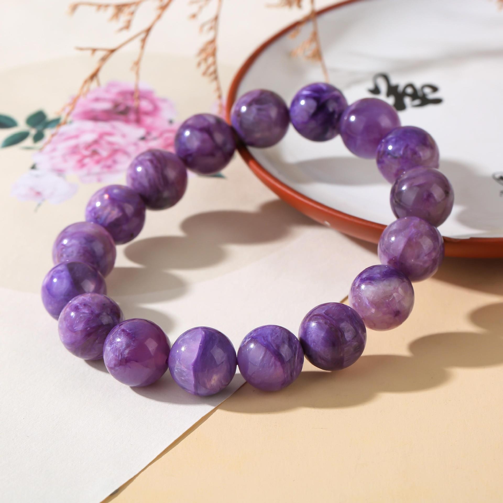 大颗粒紫龙晶手串高性价比无优化天然水晶手链巧恩珠宝厂家直批