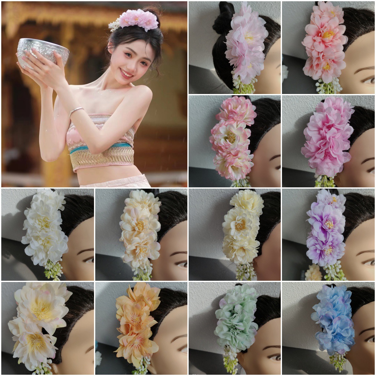 傣族头花云南泼水节傣族服装配套头花发梳儿童发饰东南亚头饰