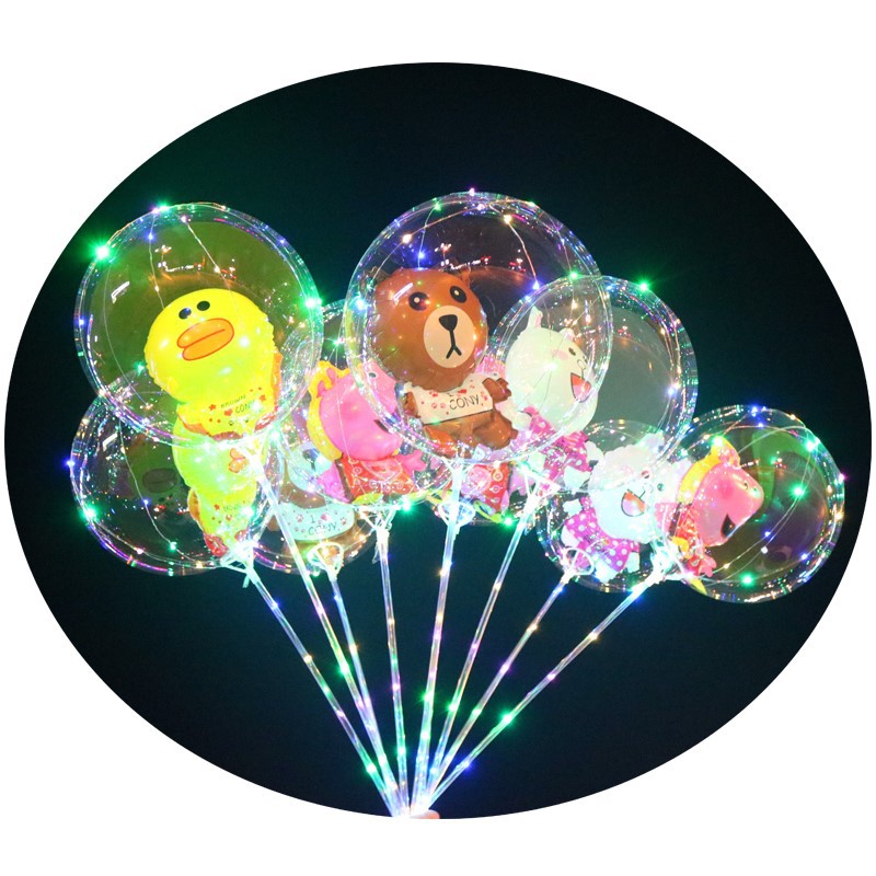 Internet Celebrity Bounce Ball Luminous Balloon Stall Night Market Push Scan Code Transparent Bounce Ball Cartoon Balloon