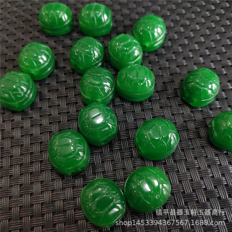 批发干青翡翠绿色龟壳 散珠 diy 手串乌龟手链 配饰 配件 批发