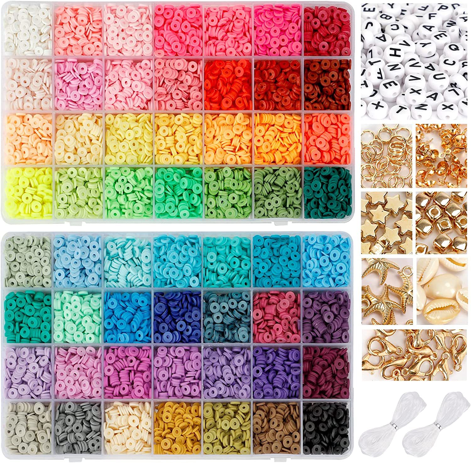 48-Color Soft Pottery Beads Set Box 6mm Clay Beads DIY Ornament Accessories Handmade Bracelet String Beads Material Set