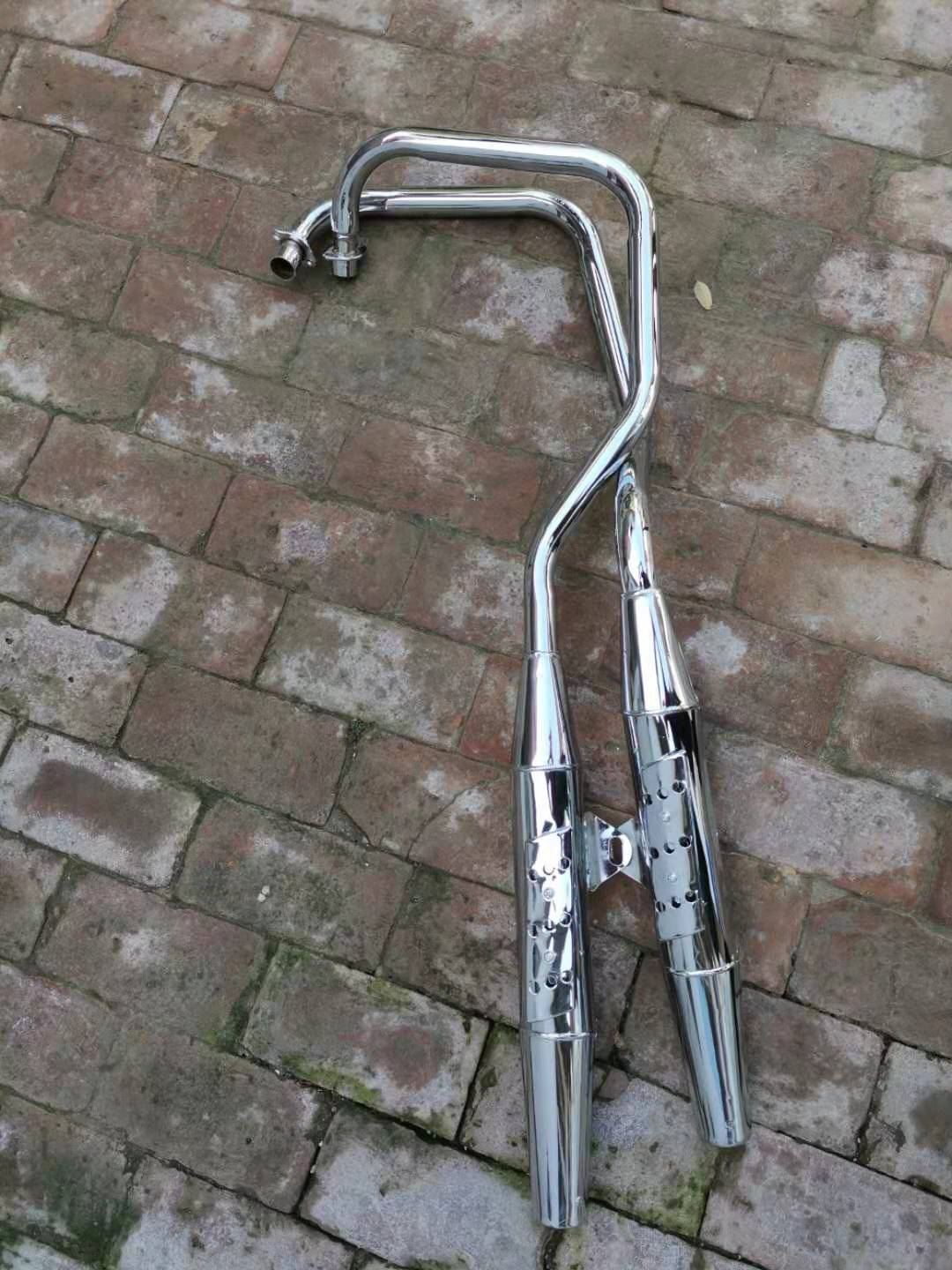 钱江摩托车qj150-3a-3b排气管风暴太子150单缸双排气消音器排气筒