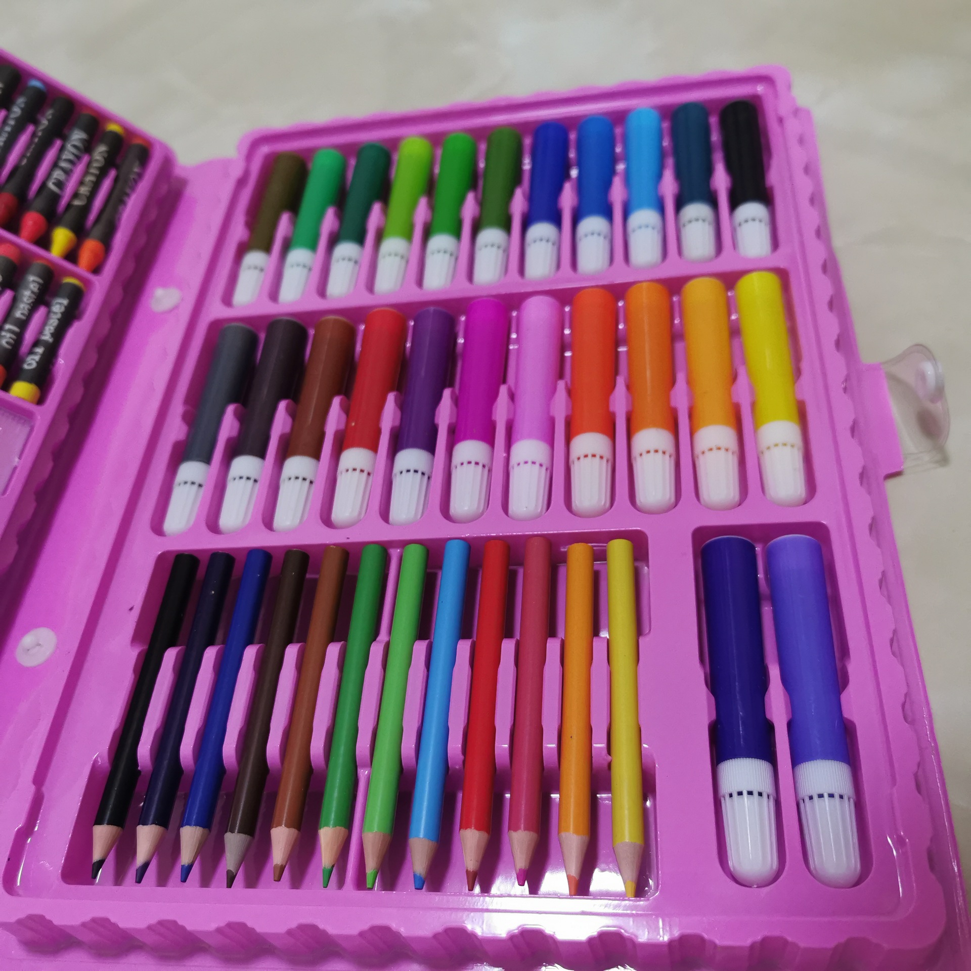 文具套装86pcs彩绘套盒水彩笔油画棒蜡笔颜料学习绘画套件