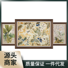 A8FS美式田园客厅装饰画三联画花鸟壁画法式挂画欧式沙发背景