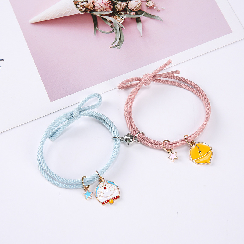 ins网红星星手链吸铁感应情侣手链橡皮筋韩版卡通森女系发圈头绳