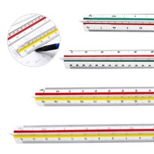 30CM塑料三棱比例尺铝合金三菱大小比例尺金银黑色 三角绘图尺