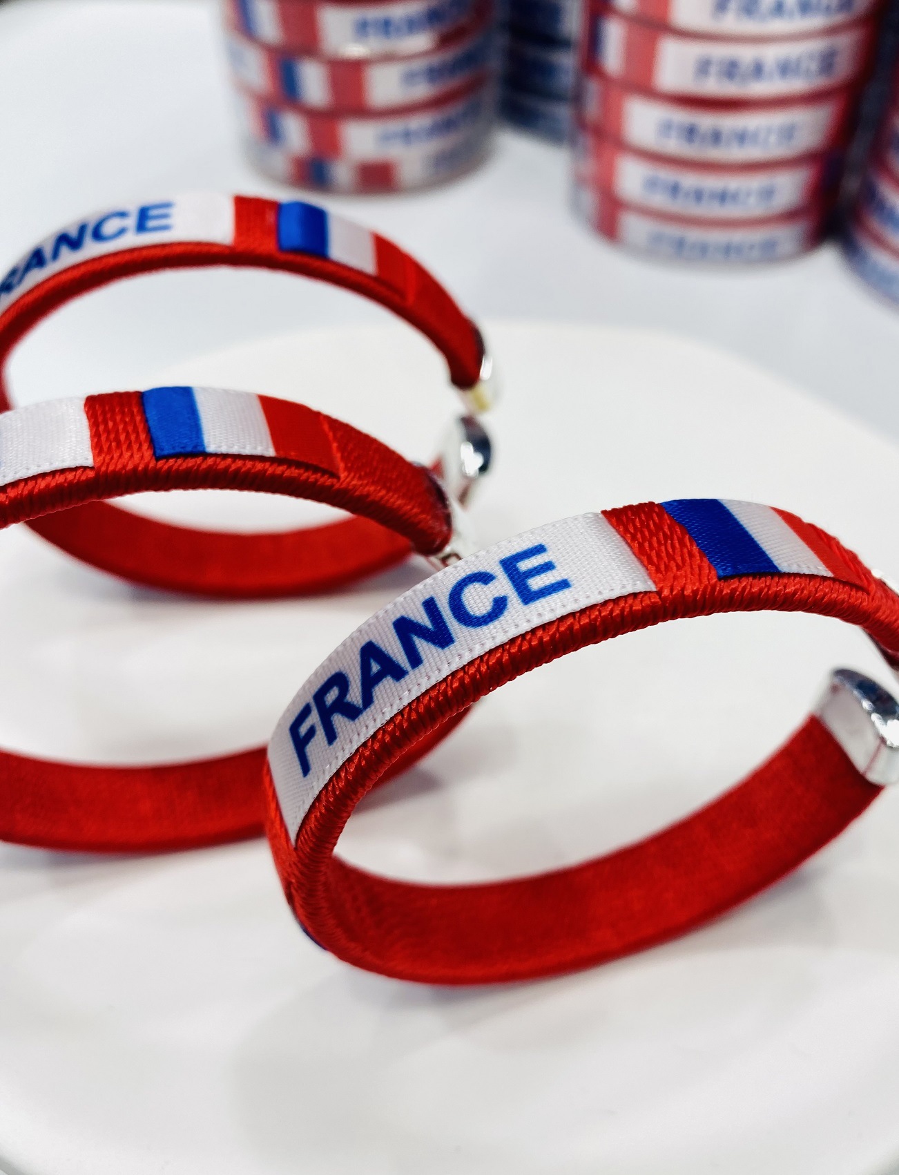 In Stock C- Type Bracelet France Paris Olympic Games France Flag Pattern Braided Bracelets Wristband Factory Direct Sales