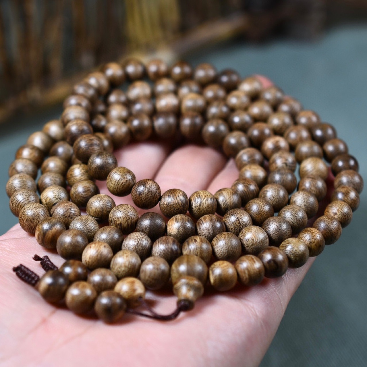 海南虫漏沉香手串108颗 8mm 6mm 清凉甘甜 韵味多重变化