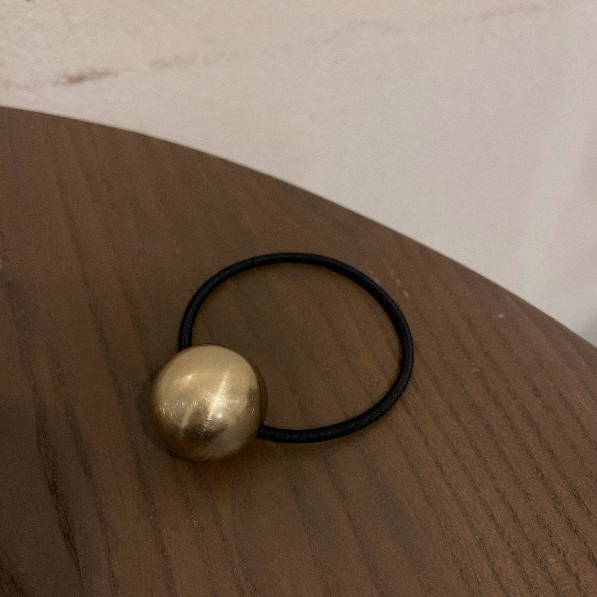 Korean Style Hair Ring Wholesale Vintage Brushed Gold Ball Minimalist Hair Rope Bun Updo Rubber Band Hair Accessories Women's Textured Hair Rope