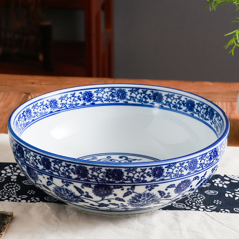 酒店餐厅仿古碗青花瓷鸡盅碗大号汤碗个性特色餐具大码陶瓷碗面碗