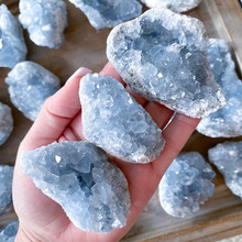 天然天青石晶簇蓝色矿物晶体奇石教学收藏摆件标本水晶工艺品批发