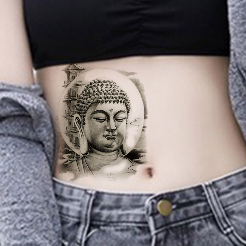 半臂纹身贴防水持久男女仿真逼真花臂鲤鱼般若佛刺青贴纸