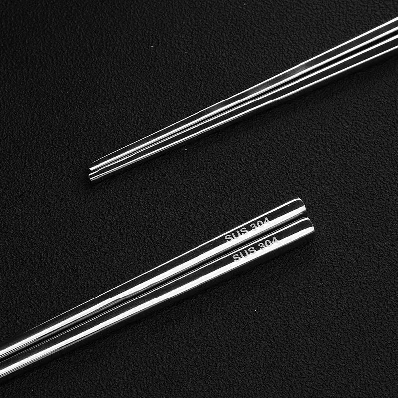 Korean Style 304 Stainless Steel Chopsticks Lengthened Household Children's Hotel Stall Insulation Mildew-Proof Non-Slip Hot Pot Chopsticks Logo