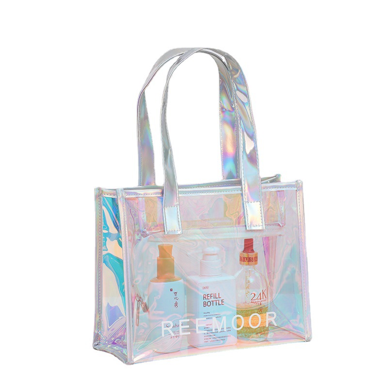 PVC Magic Color Shopping Gift Laser Bag Hand Gift Ins Internet Celebrity Packing Bag Plastic Transparent Handbag Spot