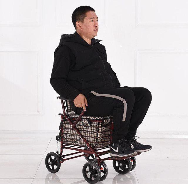 老年代步车购物车老人手推车折叠可推可坐助行器带座椅四轮买菜车