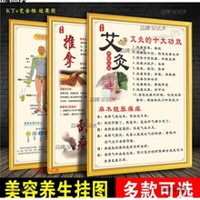 中医养生馆海报挂图院保健疗法宣传艾灸背诊图立式八段锦挂画