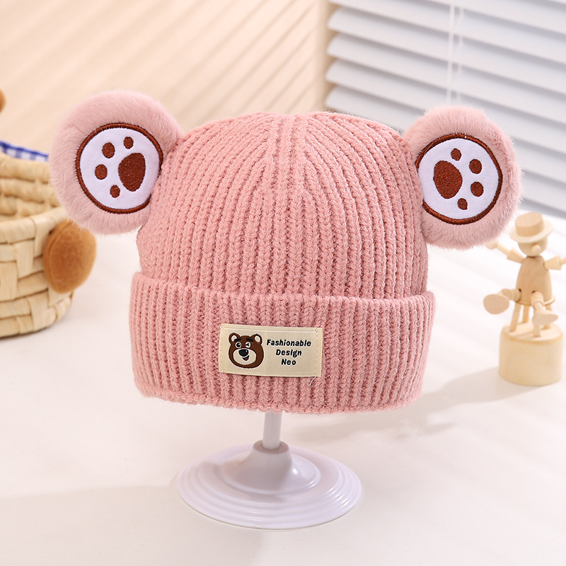 Cute Children's Woolen Cap Autumn and Winter Gary Cloth Baby Woolen Cap Cartoon Trendy Child Baby Warm Knitted Hat