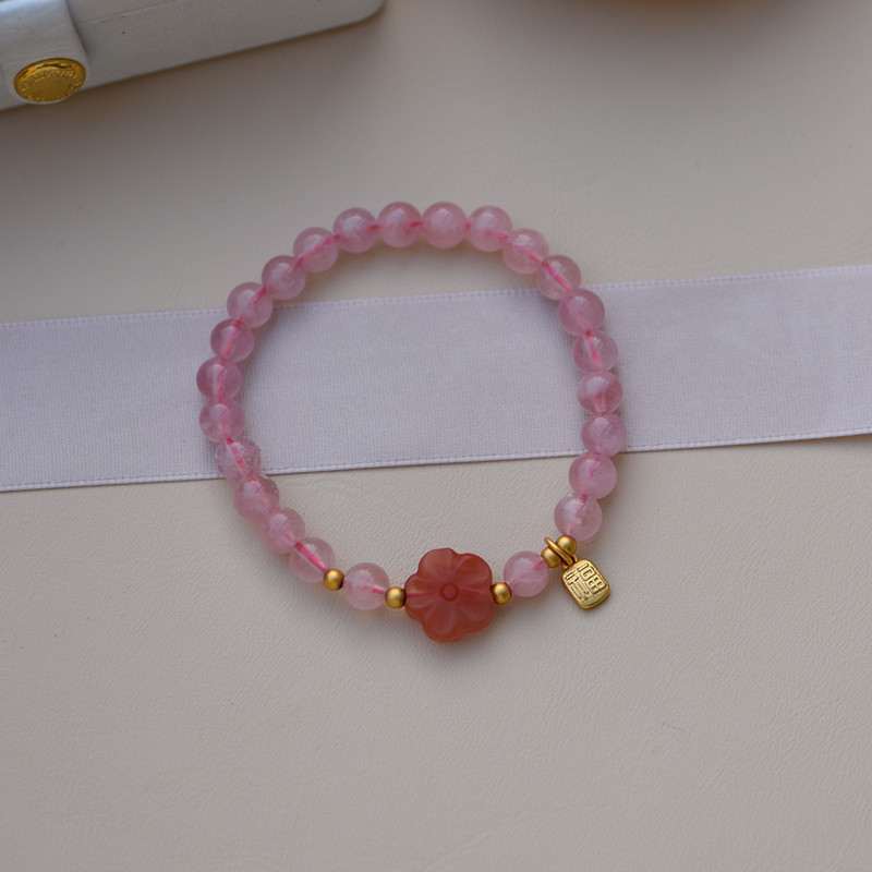 芙蓉石粉水晶小狐狸吊坠粉晶情系狐缘吊坠项链桃花狐仙锁骨链062