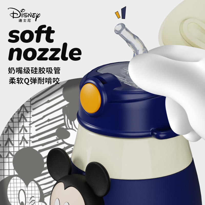 Disney Disney Hm3426 Student Children 3D Modeling Food Grade Material Straw Mickey Minnie Thermos Cup