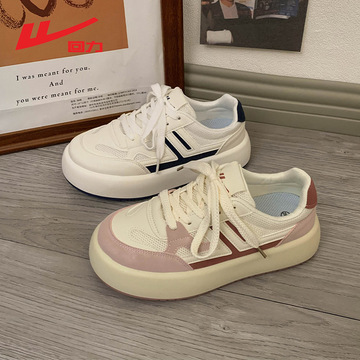 回力女鞋小白鞋女2024年春夏透气网面面包鞋圆头学生休闲板鞋潮款