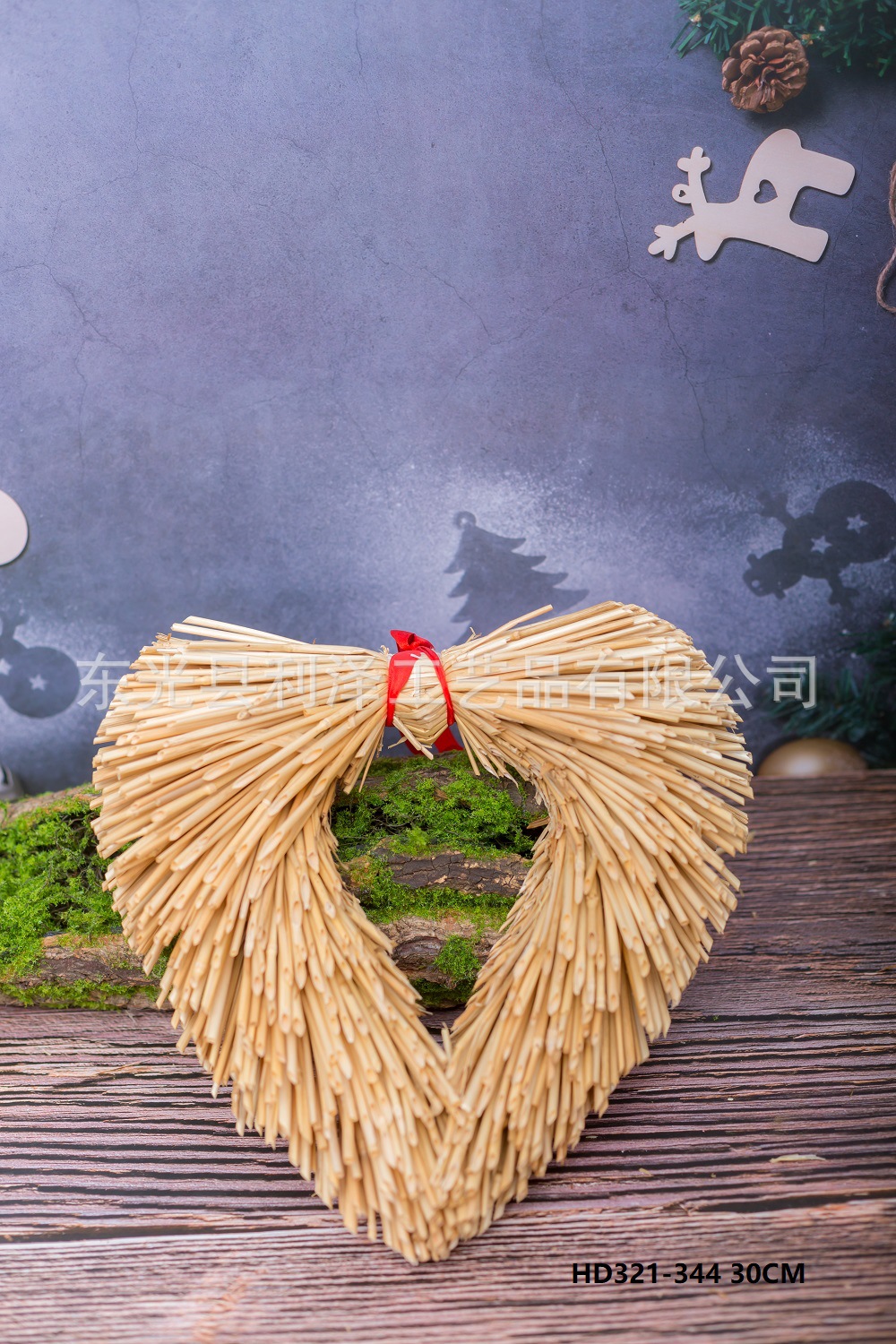 稻草编织五角圣诞树顶星装饰亚马逊圣诞装饰品麦秆五角星编织挂件