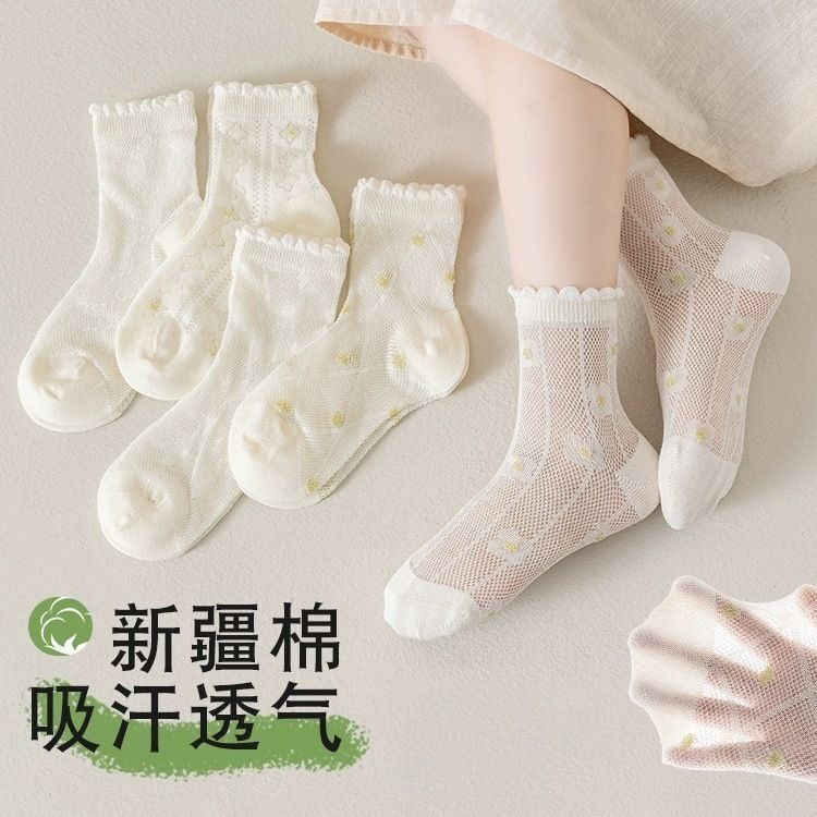 女童袜子洛丽塔公主袜花边袜儿童春夏季超薄公主女孩白色夏天短袜
