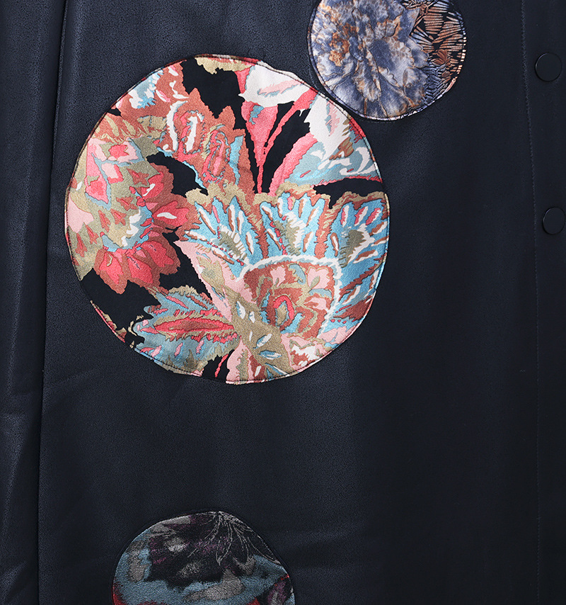 2021年秋冬新品 个性大版拼接 绣花大衣大码女装保暖外套一件代发