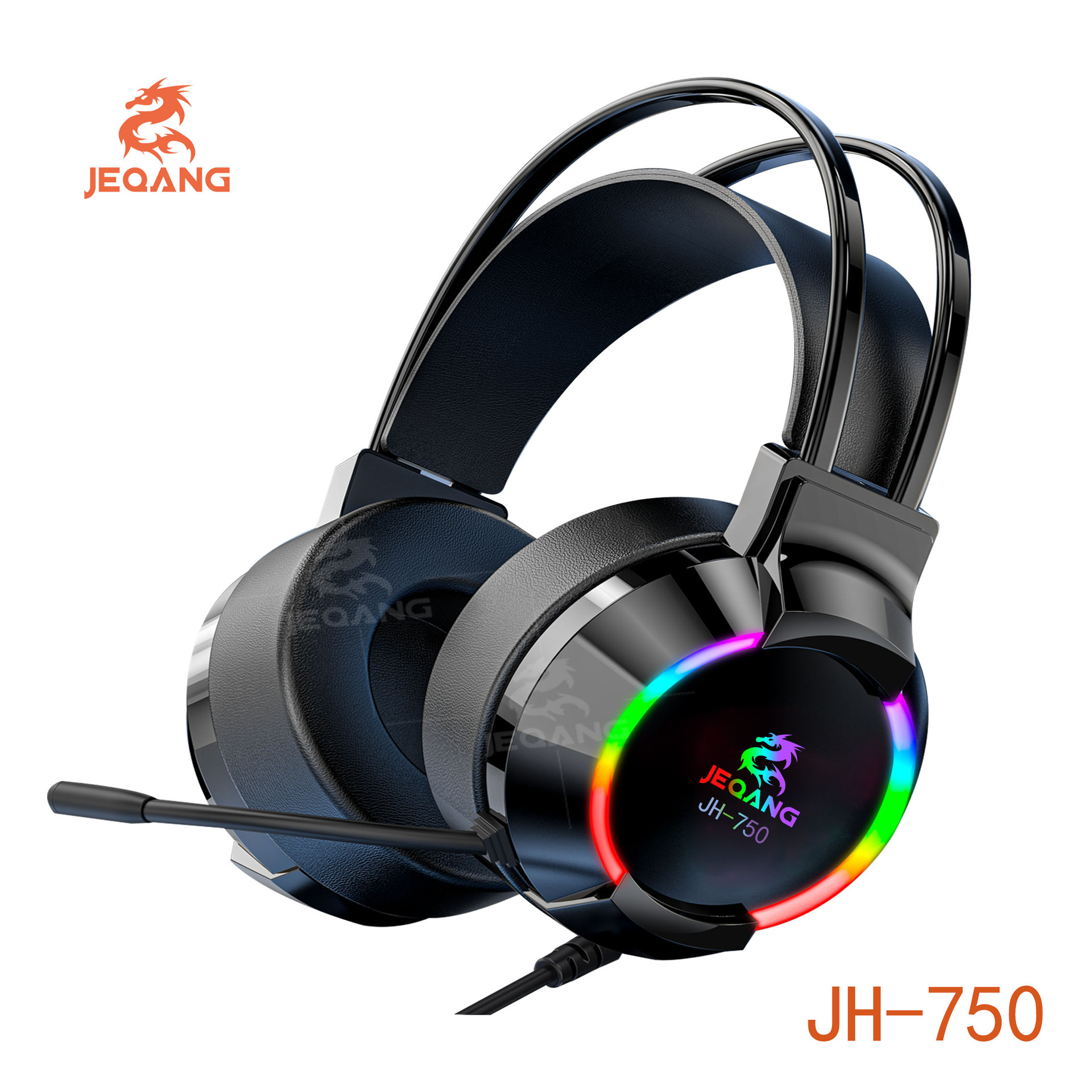 2021 New Headset Colorful Luminous Headset JH-750 Noise Reduction Silencer Internet Bar E-Sports Game Headset Wholesale