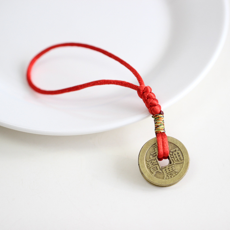 民族风五帝铜钱转运招财包挂件手工编红绳小饰品礼物厂家20