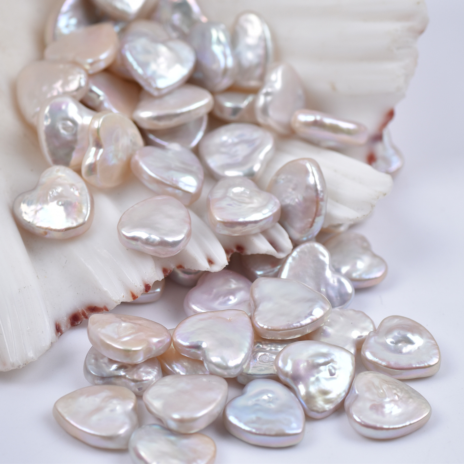 天然淡水珍珠散珠 11-12mm爱心形无孔巴洛克珍珠diy材料 异形珍珠
