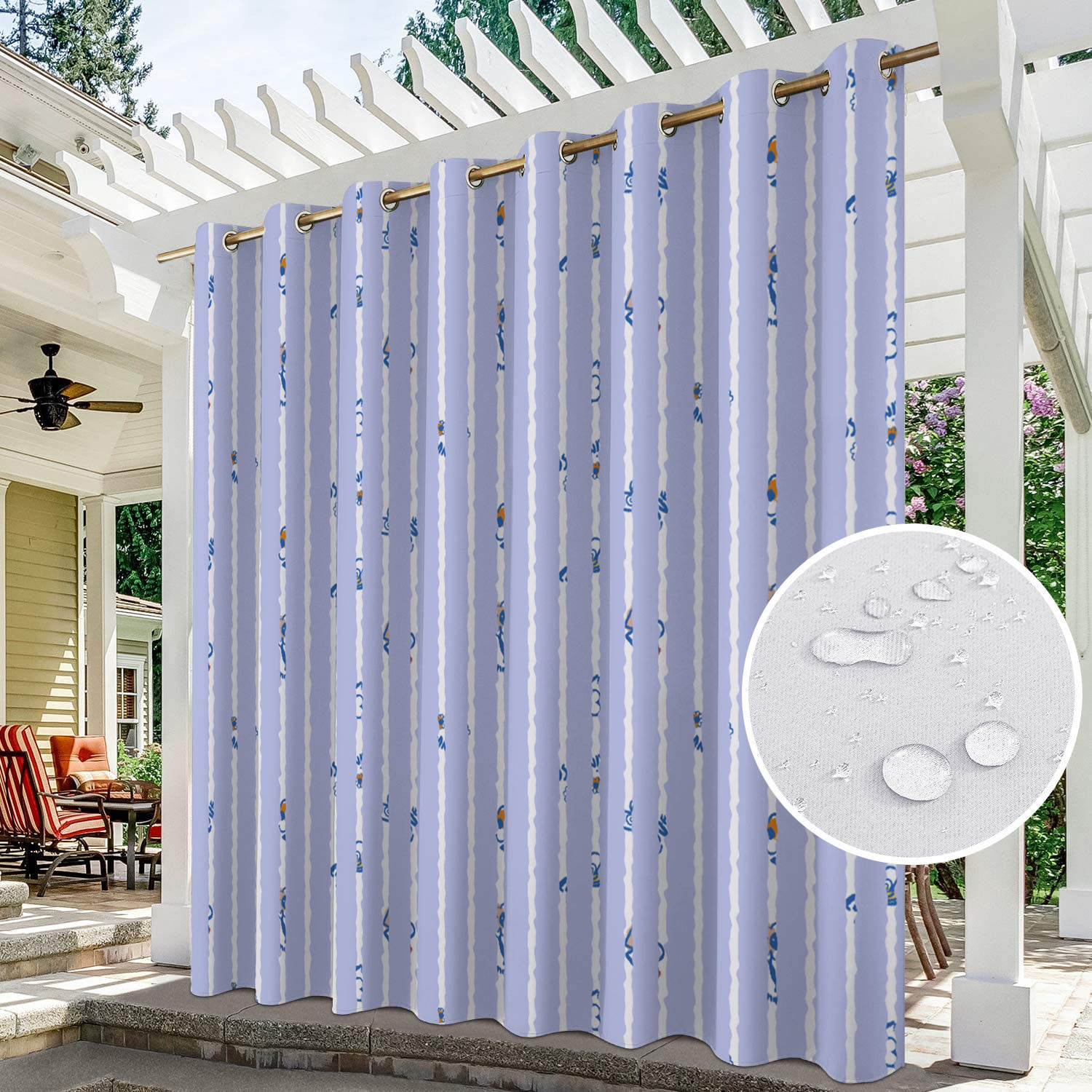 厂家外贸户外防水窗帘窗纱跨境亚马逊现代凉亭遮阳防晒条纹系列