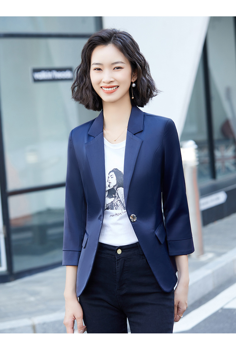 浅蓝色西装外套女2022春季新品休闲职业装套装韩版时尚女士小西服