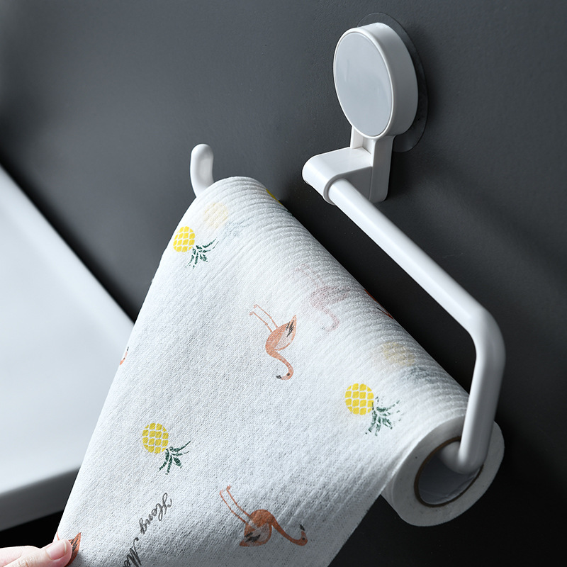 Kitchen Towel Rack Wall-Mounted Paper Paper Holder Rack Preservative Film Bag Cleaning Cloth Rack Roll Stand Punch-Free 0820