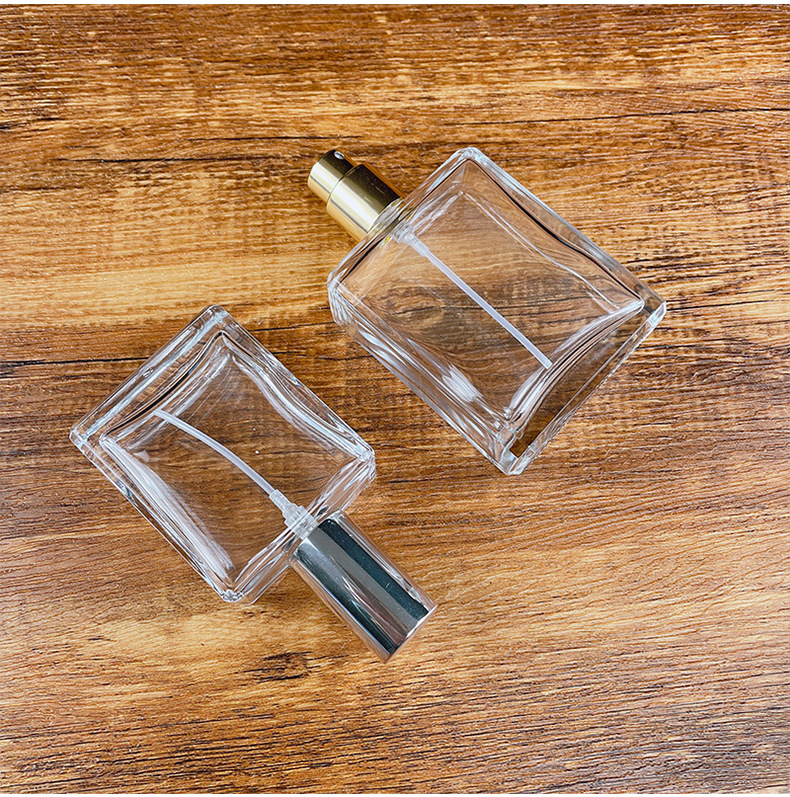 现货卡口香水瓶 50ml扁方形透明瓶100ml电化铝补水细喷雾玻璃瓶30