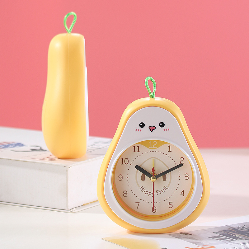 Little Alarm Clock Creative Clock Alarm Bedside Cute Children Cartoon Fruit Mute Clock Student Wake up Artifact