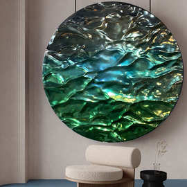 现代简约镜面水波纹立体挂画亮光反光电镀喷酒店样板间玄关装饰画