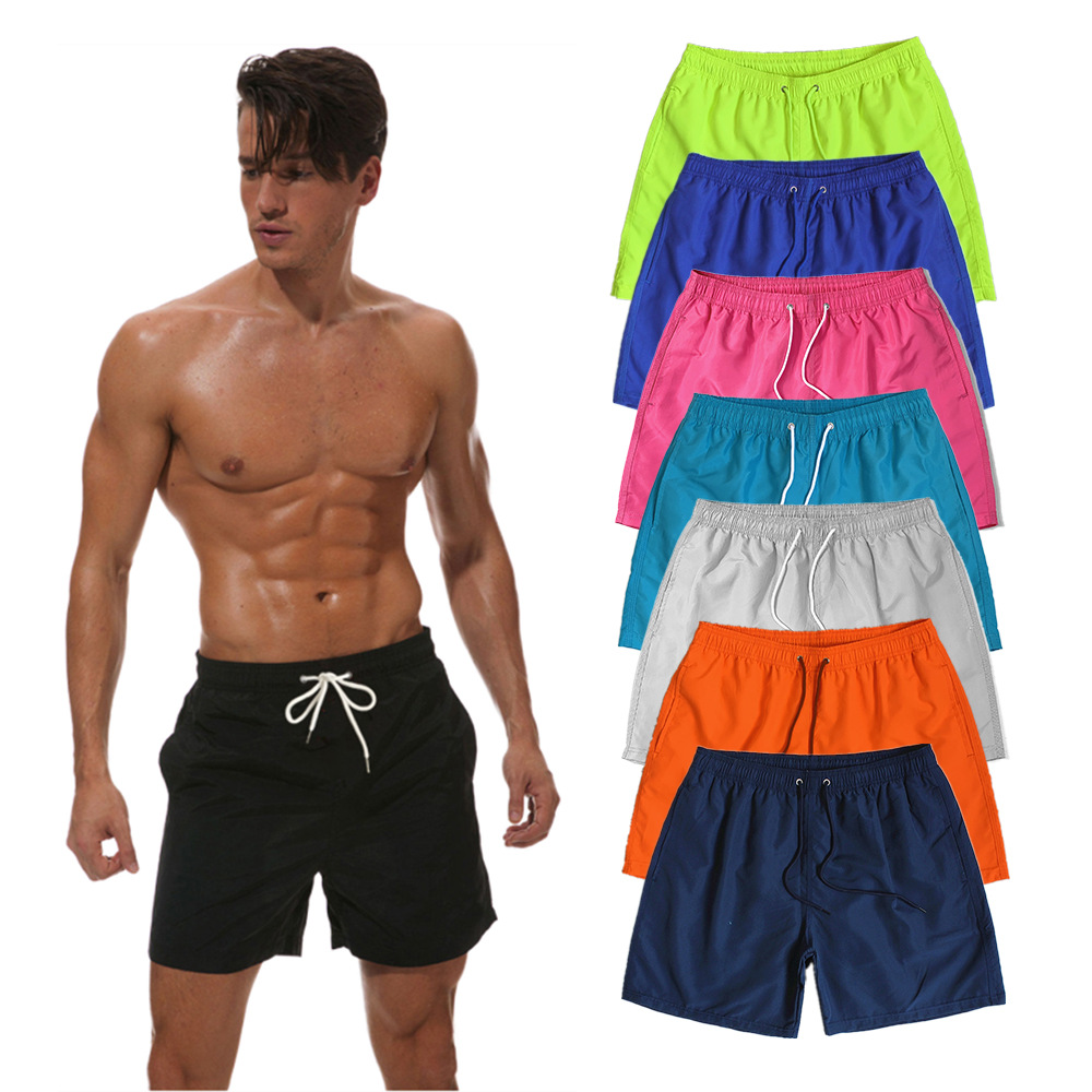 Short-Length Pants Cross-Border 14-Color 100% Polyester Beach Pants with Lining Men‘s Sports Surfing Shorts Men‘s Factory Wholesale