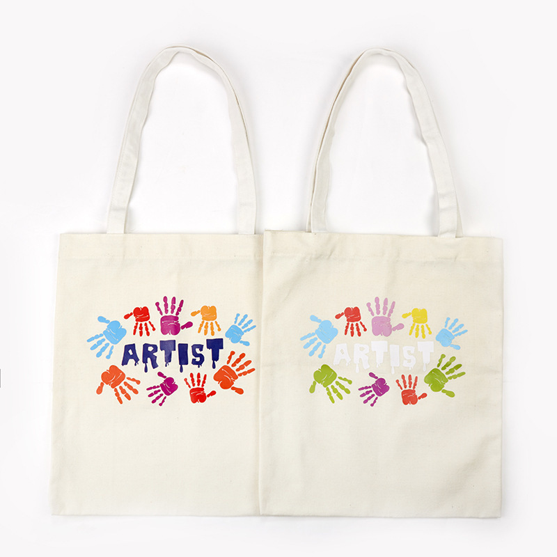 创意爱学习印花单肩帆布包 现货帆布购物袋 手提收纳袋学生帆布袋